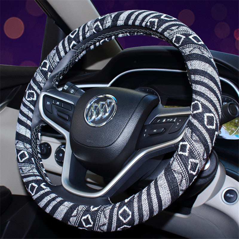 Wholesale Ethnic Style Old Coarse Linen Car Steering Wheel Cover